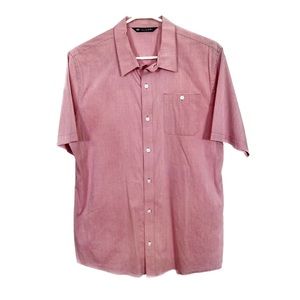 Travis Mathew Short Sleeve Button Down Shirt Red Striped Size L
